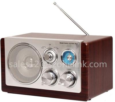 China MDF+plastic front panel factory supply portable radios, FM stereo retro radio for sale