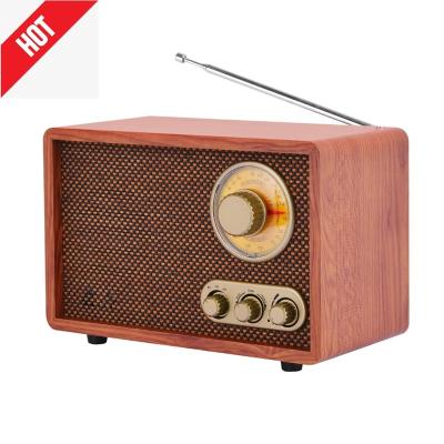 China Real wood+plastic front panel 2020 nostalgic wooden braid radio antenna with BT gaming high volume AM FM radio for sale