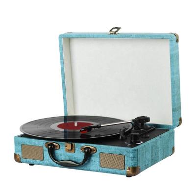 China New portable player suitcase turntables MDF+leather vinyl finish record player for sale for sale