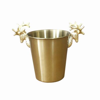 China Modern Antlers Beer Champagne Bucket Stainless Steel Stocked Ice Bucket for sale