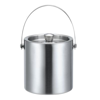 China Double Wall Stocked Stainless Steel Ice Bucket Champagne Cooler For Wine With Lid for sale