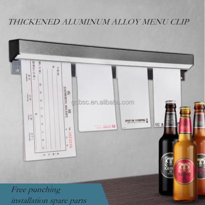 China Wall Mounted Catering Restaurant Aluminum Alloy Menu List Small Kitchen Folder Ticket Holder JDQ1011 for sale