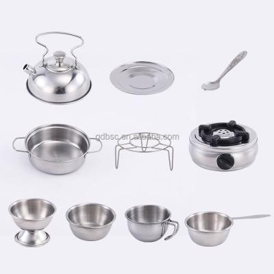 China Toy Kid Chef Pretend Mini Kitchen Utensils Stainless Steel 10pcs Kitchen Set Toy for sale