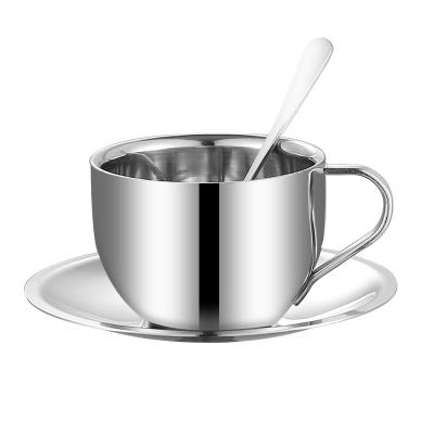 China Sustainable Milan Double Wall Stainless Steel 304 Coffee Cup Mug With Spoon for sale