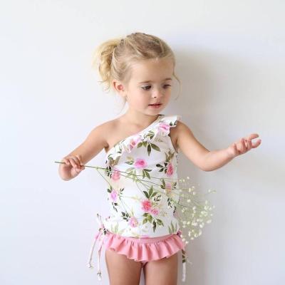 China Custom Anti-UV Two Pieces Loose Pieces Bikini Girls Beachwear Little Girls Swimwear Floral Swimwear Models for sale