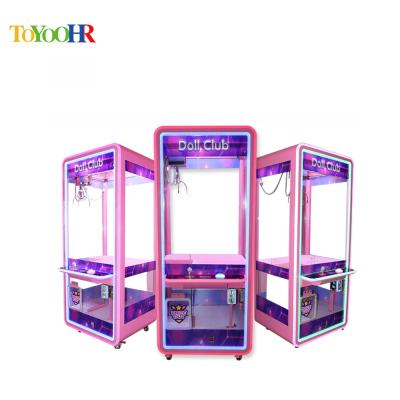 China Fully Transparent Metal Glass Crane Coin Operated Amusement Gift Vending Game Claw Crane Machine for sale