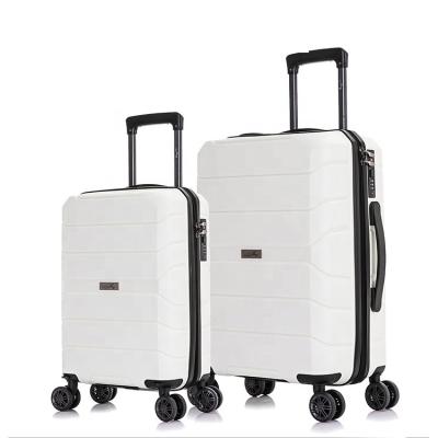 China PP material is lightweight 2022 the following quality fine high strength material suitcase lock suitcase white luggage set for sale