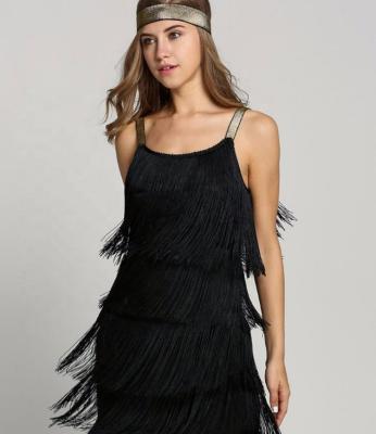 China Breathable Chic Style Tassel Skirt Women Summer Fringe Splicing A-Line Dress for sale