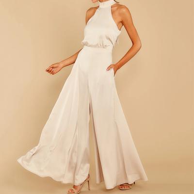 China Anti-pilling 2022 Elegant Ladies Sleeveless Wide Leg Overalls Women High-waisted for sale