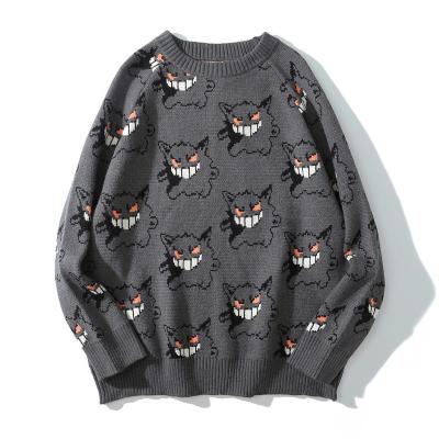 China Anti-wrinkle jacquard design men pullover unisex custom anime knitted sweater for sale