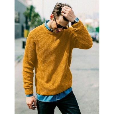 China Anti-pilling casual sweater fashion design latest ribbed crew neck fine knit men's sweater for sale