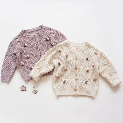 China New Design Winter Autumn Anti Shrink Hand Knit Girls Cardigan Baby Knitted Sweaters for sale