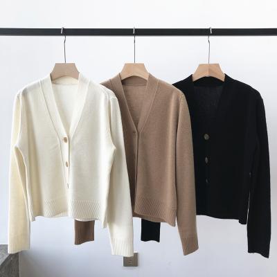 China High quality classic solid v neck anti-pilling women sweater 100% cashmere long cardigan for sale