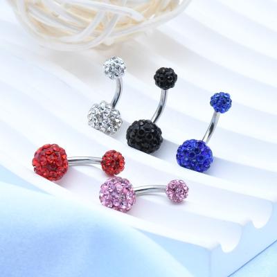 China TRENDY Piercing navel rings full of diamond balls mud balls European and American fashion personality ladies wear daily for sale