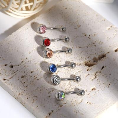 China Hiphop New stainless steel inlaid boutique zircon European and American style navel nails human piercing jewelry navel ring for sale