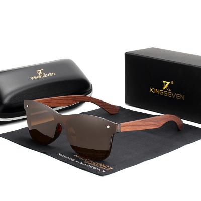 China & UV400; KINGSEVEN Polarized Natural Wood Glass Men Sunglasses Men Polarized Original Wood 5504 Fashion Sun Glass for sale