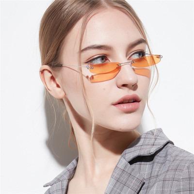 China Fashion Sunglasses Ladies Copper Sun Glasses Female Vintage Trend Rimless Glasses Small Frame PC Glass Women Copper Sun Glasses New Retro w3033 for sale