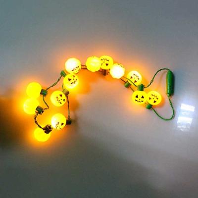 China Popular Glowing Pumpkin 2022 LED Halloween Pumpkin Mardi Gras Beads Necklace For Party for sale