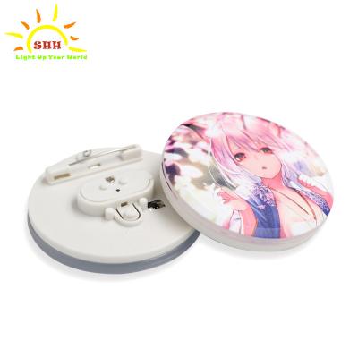 China Popular Flashing 3D LED Light Round Frosted Badge For Celebrate Activities for sale