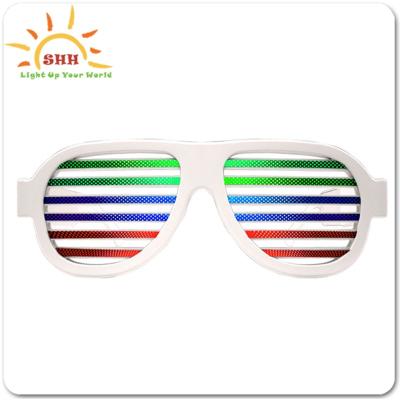 China Party Supplies Popular Decoration Cool Pop Activated LED Light Up Custom Shutter Sunglasses For Party Activity for sale