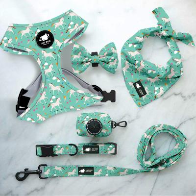 China Designer Thoughtful Heavy Duty Luxury No Pull Soft Pet Harness Cat Dog Harness Leash Collar Set for sale