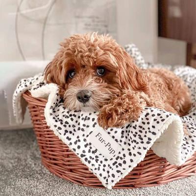 China Custom Size Design Stocked Paw Boutique Printed Super Soft Flannel Fleece Sherpa Blanket For Dog for sale