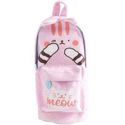 China Large Capacity Stationery Storage Bag Stationery Bag Canvas Pencil Case Cartoon Pencil Zipper Closure Creative Student Bag for sale