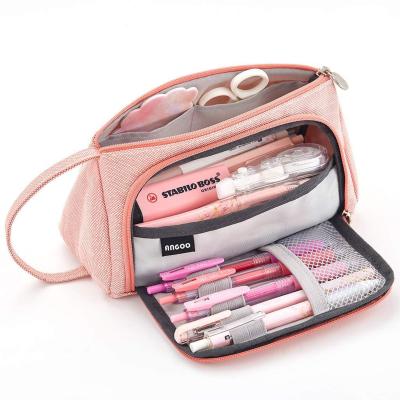 China Korean simple candy large capacity cosmetic color zipper bag stationery bag simple pencil bag for sale