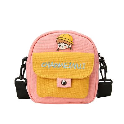 China Recyclable Small Cute Square Street Bag Autumn Cartoon Super Cute Girl Messenger Canvas Casual Shoulder Bag for sale