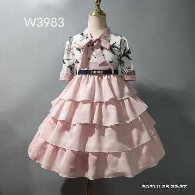 China Hot Selling Luxury Anti-wrinkle Kids Party Wedding Princess Girls Pageant Tulle Dresses Long Sleeves With Embroidered Flower for sale