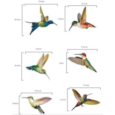 China Waterproof 6/Different Pattern Ready To Ship Hummingbird Film Static Vinyl Cling Stickers Custom Static Cling Mirror Sticker for sale