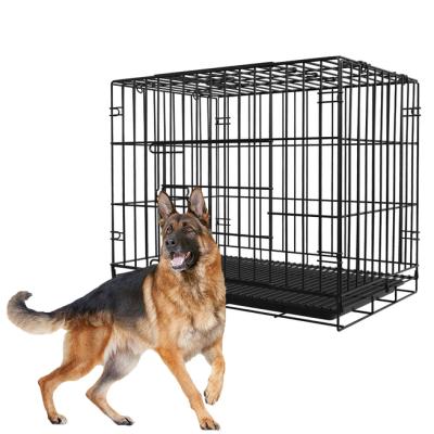 China DIVTOP Breathable Double Door Wire Folding Dog Crate, Professional High Quality Heavy Duty Metal Dog Kennel Large Animal Dog Crate. for sale