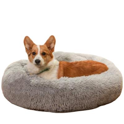 China Breathable Vacuum Dog Sofa Comfortable Round Plush Dog Packing Ring Shaped Beds for sale