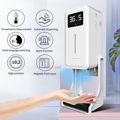 China Foam High Temperature Alarm Soap Dispenser Function 12 Languages ​​Alcohol Hand Sanitizer Liquid Soap Dispenser Voice Reminder With Stand. for sale