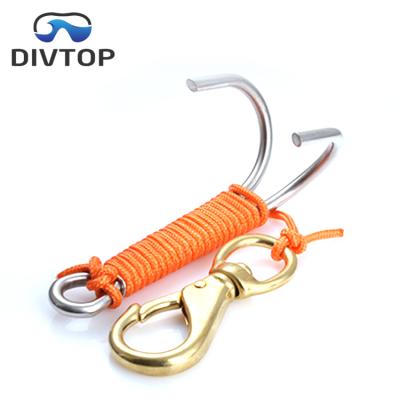 China The reef holding to keep diver safety when double reef hook reef drift hook dive line and clip safety diving reef for sale