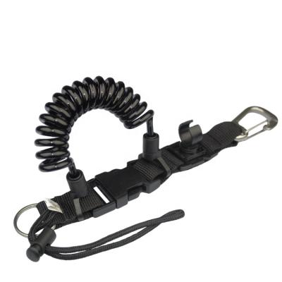 China Becket D Ring Plastic Fixing Hook Plastic Spiral Coil Spring Metal Diving Lanyard For Diving Camera for sale