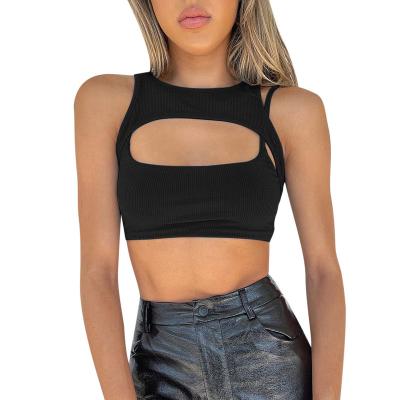 China Latest Design QUICK DRY Solid Two Colors Slim Straps Women Fashion Crop Tops Sexy Tops for sale