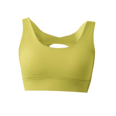 China Custom Women's Yoga Bra Double Sided Brushed Sublimation Logo Sports Shockproof Bra Multi Strap Breathable Cross Back Bra for sale