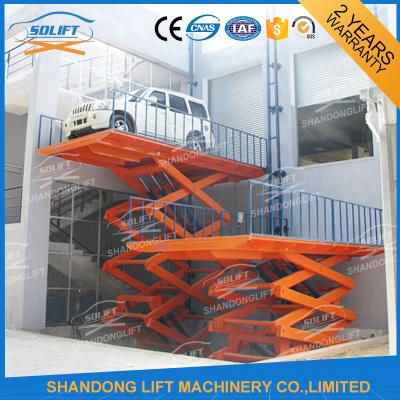 China Blue High Rise Hydraulic Scissor Car Lift Scissor Car Parking Basement Lift for sale