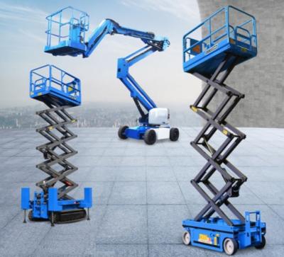 China Rough Terrain Scissor Lift , Hydraulic / Electric Motor Lift Drive Mobile Scissor Lift Trolley for sale