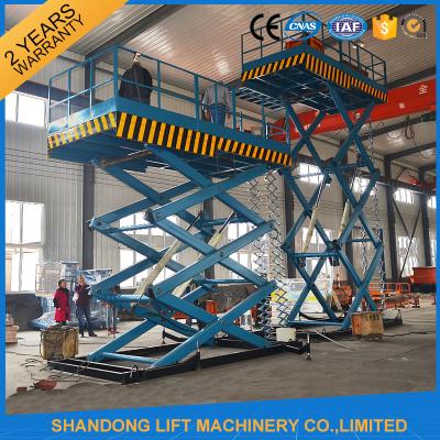 China 2T 7m Portable Stationary Hydraulic Scissor Lift Table High Strength Manganese Steel for sale