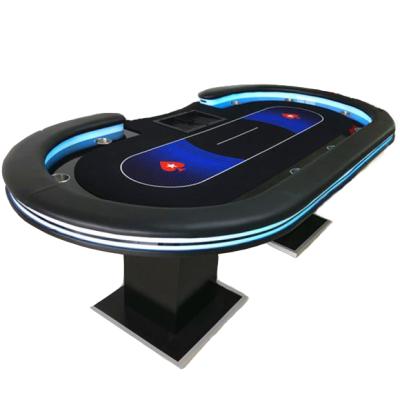 China MDF+Wood+PU Factory Casino Poker Table With LED Lamps USB Charging Jack Gambling Table Customized Poker Table for sale