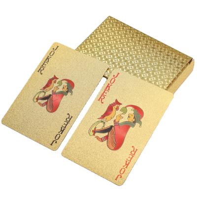 China Entertaiment / Gambling Plastic Game Cards Gold Poker Custom Printing Waterproof Poker Playing Card for sale