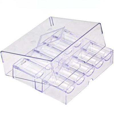 China Poker Chip Tray with Lid, Transparent Chips Holder Clear Acrylic Poker Chip Trays /Poker Rack Chip Tray for sale