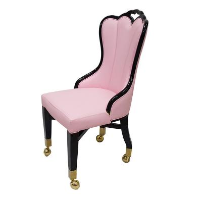 China Macau Luxury Indoor Casino Chair With Wheels Baccarat Gaming Chair Soft Hotel Mat Package Chair for sale