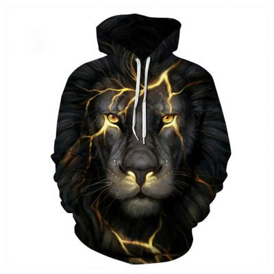 China Anti-wrinkle Neck Sweatshirt Men's Winter Autumn Custom OEM Customized Hoodies With Animals Lion Pattern for sale