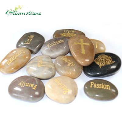 China Traditional Hot Selling Gratitude Rocks Wish Pebbles From Flower Stone Manufacturer for sale