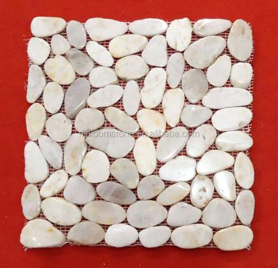 China White Natural Parquet Pebble Stone Mosaics for sale