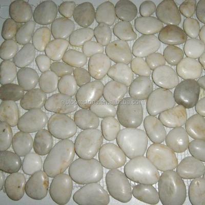 China White Flat Parquet Pebble Mosaic Slab for sale