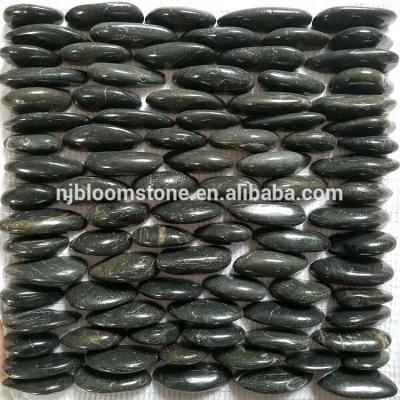 China floor & cheap standing wall black pebble mosaic tile for sale